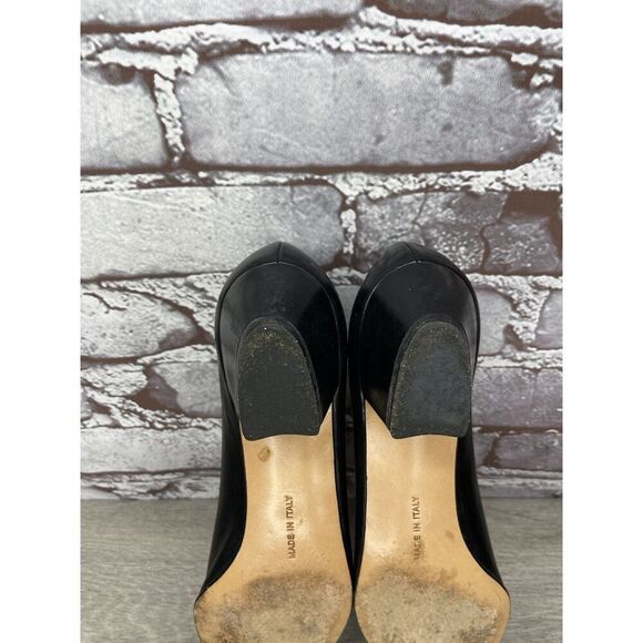 Salvatore Ferragamo Black Leather Gold Bow Designer VTG Heels Women Sz 6AAAA US - Picture 9 of 16